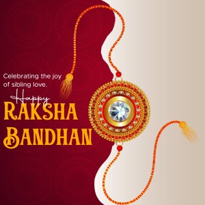 Raksha Bandhan greeting with a decorative Rakhi