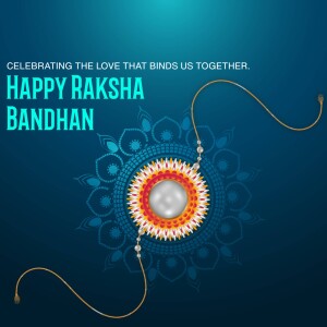 Raksha Bandhan greeting with a decorative Rakhi