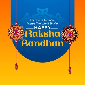 Raksha Bandhan greeting with decorative elements and text.