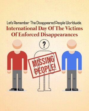 Image depicting the International Day of the Victims of Enforced Disappearances with figures representing missing people.
