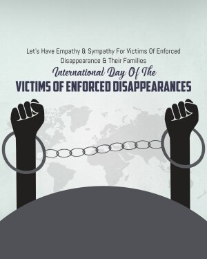 Image depicting hands in chains against a world map, symbolizing victims of enforced disappearances.