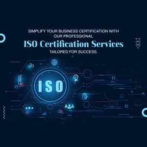 ISO Certification Services graphic with a digital network background