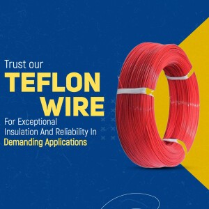 Close-up of a red Teflon wire coil with text highlighting its exceptional insulation properties.