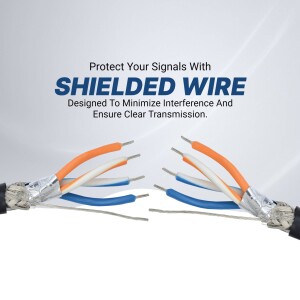 Close-up of shielded wire with exposed conductors