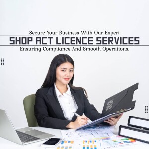 Woman reviewing documents for Shop Act Licence compliance