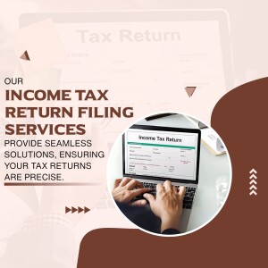 Person filing income tax return on a laptop