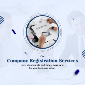 Image depicting a resignation letter and text promoting company registration services.