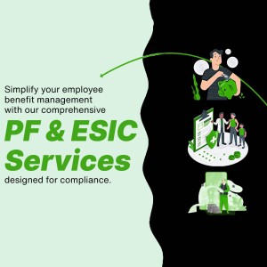 Illustration depicting PF & ESIC services for employee benefit management.