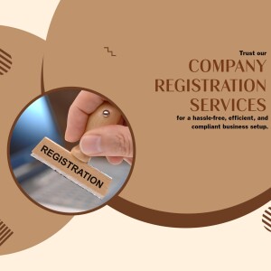 Image depicting company registration with a hand stamping 'Registration' onto a document.
