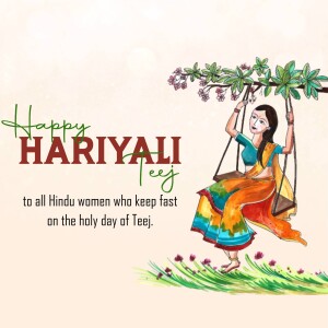 Illustration of a woman on a swing celebrating Hariyali Teej