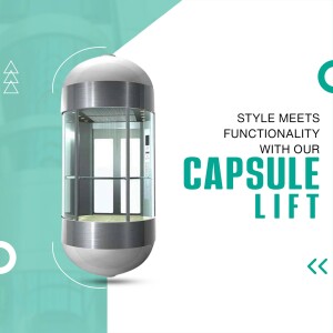 Modern capsule lift with glass walls, showcasing a sleek and functional design.