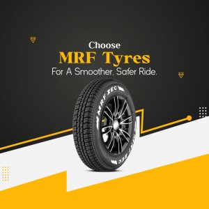 MRF Tyre advertisement showcasing a ZV2EC tyre for a smoother and safer ride.