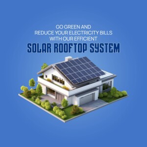 Modern house with solar panels on the roof, promoting energy efficiency.