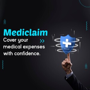Image depicting a hand touching a digital shield with a medical cross, representing Mediclaim coverage.