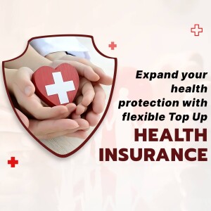 Hands holding a heart-shaped shield with a Swiss cross, promoting health insurance.