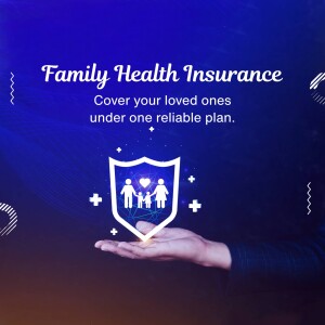 Image depicting family health insurance with a shield and family icon.