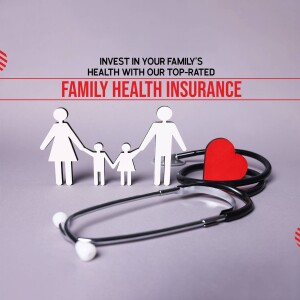 Family health insurance illustration with a stethoscope and heart