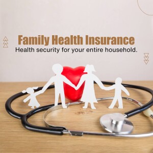 Family health insurance concept with paper cutouts and a stethoscope