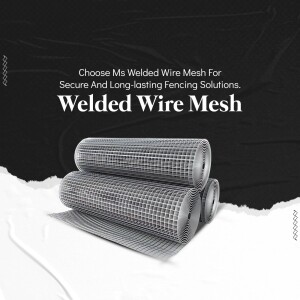 Rolls of welded wire mesh on a dark background with text promoting secure fencing solutions.