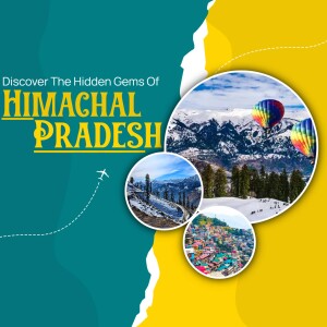 Himachal Pradesh Tourism Poster with Hot Air Balloon and Scenic Views