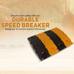 Yellow and black speed breaker on a road