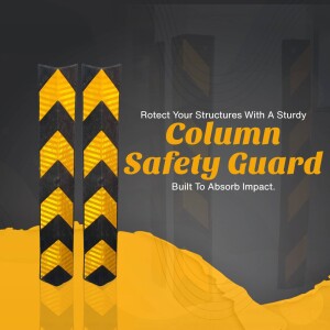Yellow and black column protectors for structural safety