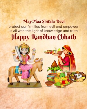 Image depicting Maa Shitala Devi and offerings for Randhan Chhath