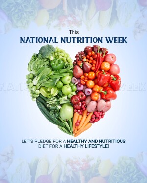 Heart shaped arrangement of fruits and vegetables promoting National Nutrition Week