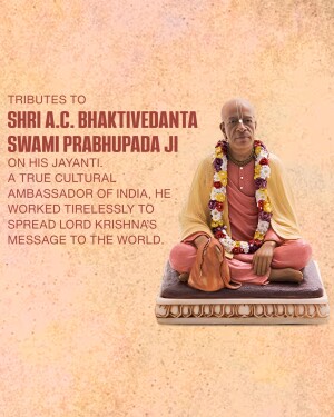 Portrait of Shri A.C. Bhaktivedanta Swami Prabhupada Ji with floral garland