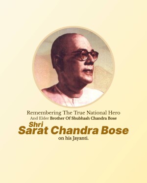 Portrait of Sarat Chandra Bose with text commemorating his Jayanti