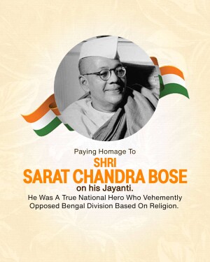 Portrait of Sarat Chandra Bose with Indian Flag
