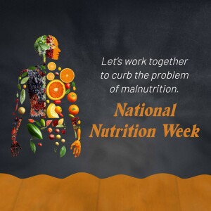Image depicting a human silhouette filled with fruits and vegetables, promoting National Nutrition Week and the fight against malnutrition.