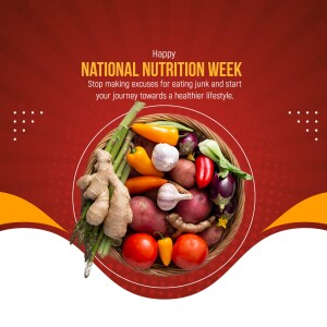 A vibrant image celebrating National Nutrition Week with a basket of fresh vegetables and fruits.