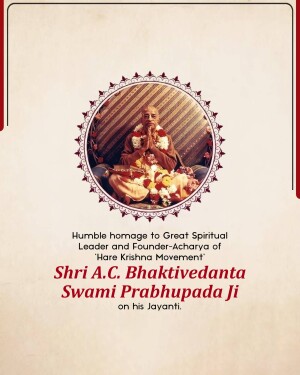 Image of Srila Prabhupada with text honoring his birth anniversary