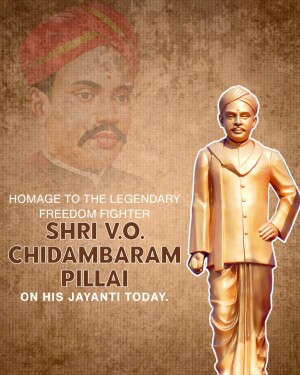 Portrait of V.O. Chidambaram Pillai, a prominent Indian freedom fighter.