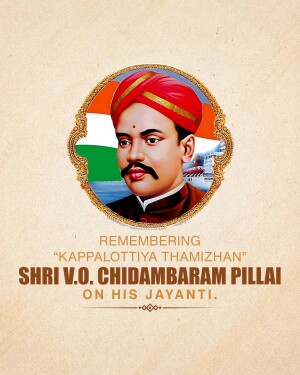 Portrait of V.O. Chidambaram Pillai with Indian flag background