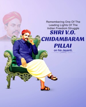 Portrait of Shri V.O. Chidambaram Pillai, an Indian freedom fighter
