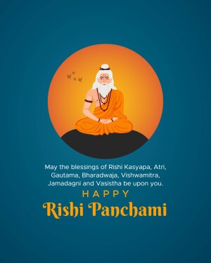 Illustration of a meditating sage with text 'Rishi Panchami'