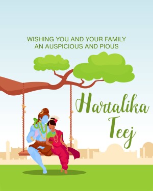 Illustration of Lord Shiva and Parvati on a swing for Hartalika Teej