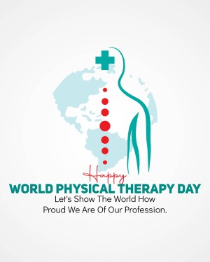 World Physical Therapy Day graphic with globe and spine illustration