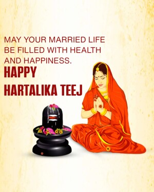 Illustration of a woman praying for Hartalika Teej