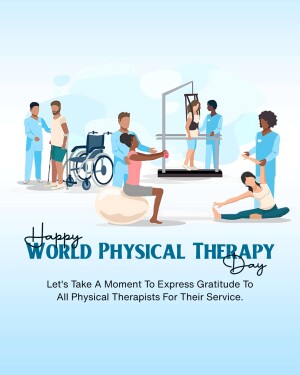 Illustration of diverse people participating in physical therapy exercises with therapists.