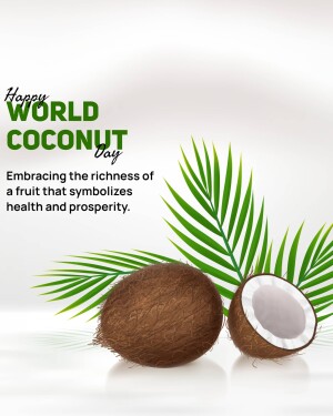 World Coconut Day greeting with coconut and palm leaves