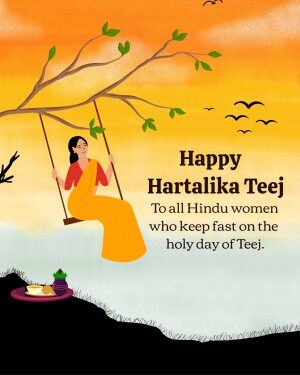 Illustration of a woman on a swing celebrating Hartalika Teej