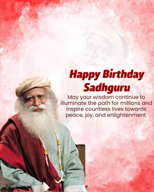 Portrait of Sadhguru with a celebratory message