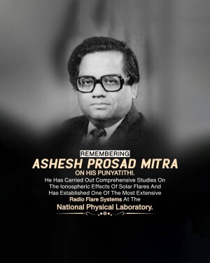 Portrait of Ashesh Prosad Mitra with text commemorating his work.