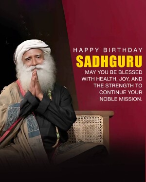 Portrait of Sadhguru with birthday greetings