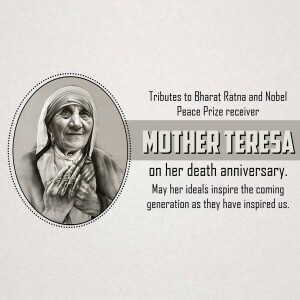 Portrait of Mother Teresa with text commemorating her death anniversary.