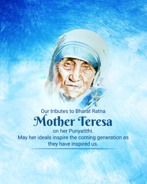 Portrait of Mother Teresa with a tribute message