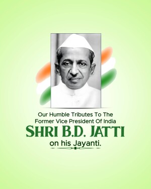 Portrait of Shri B.D. Jatti with Indian Flag